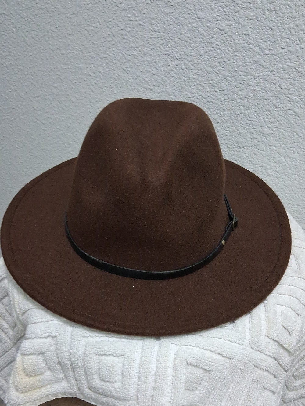 Classic Brown Felt Fedora with Leather Band